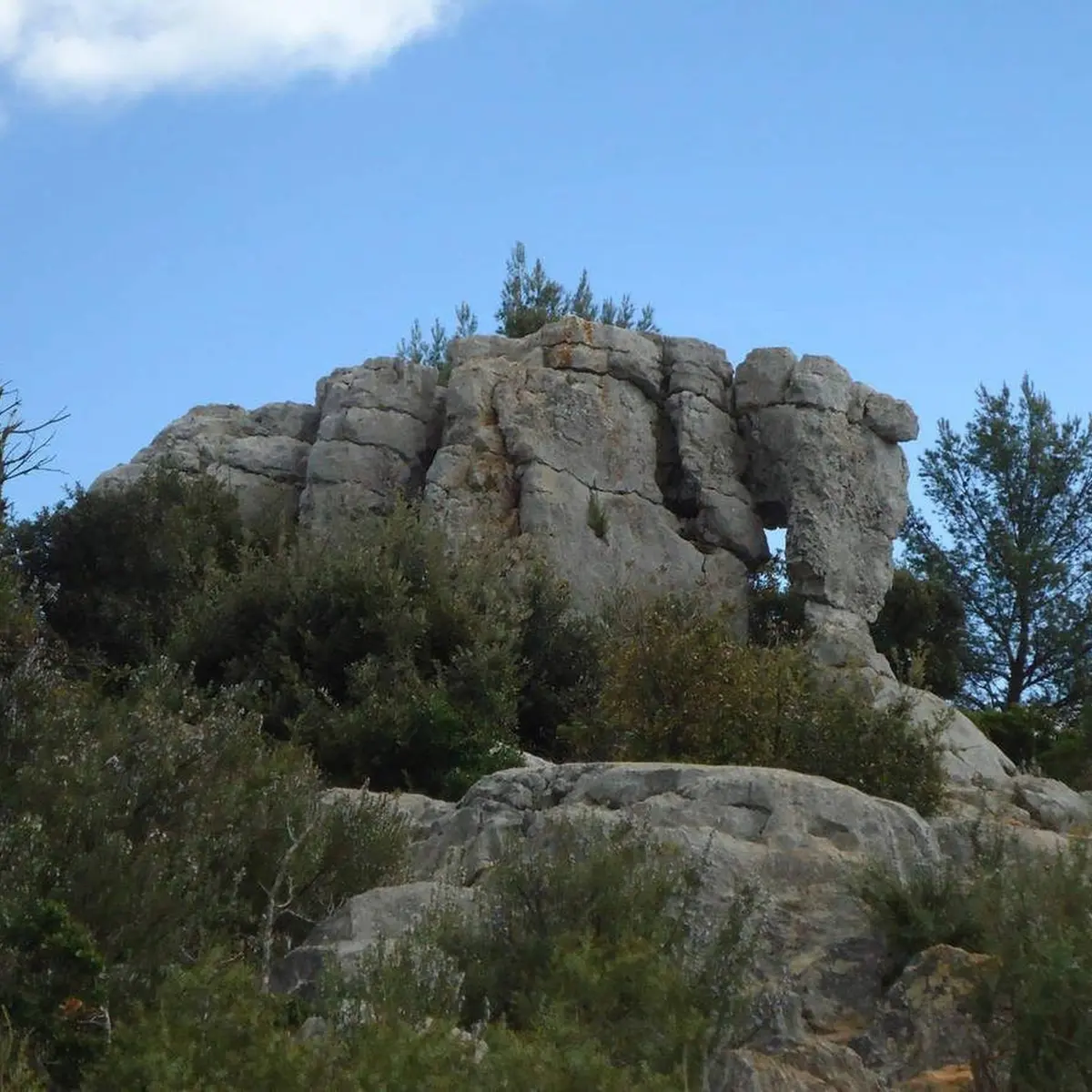 Vue sur le rocher de couleur grise ressemblant à une tête d'éléphant