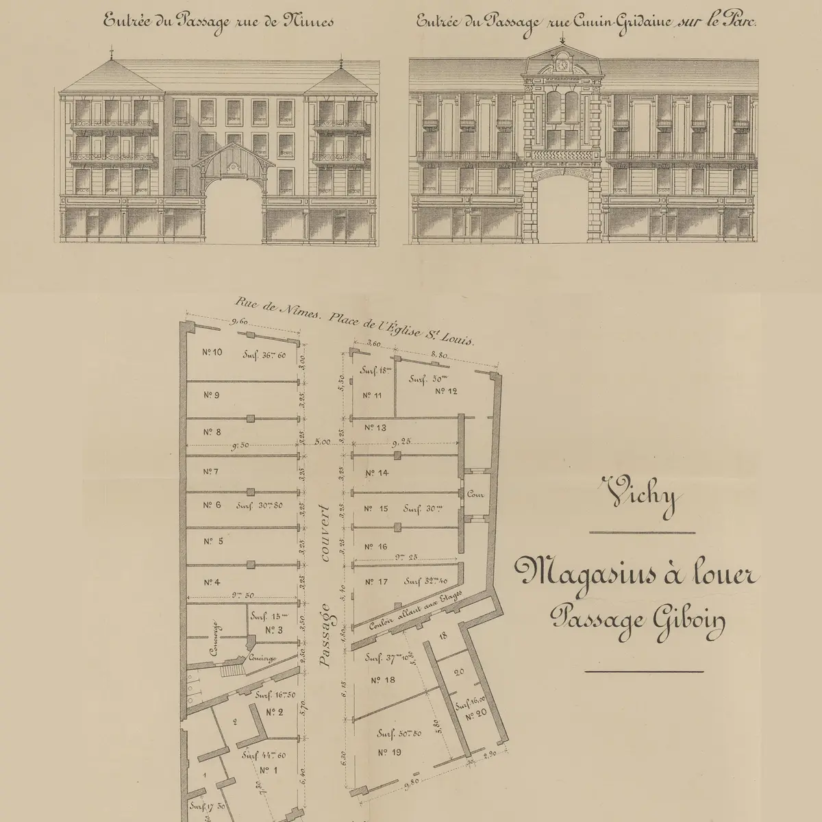 Plan imprimé, vers 1887
