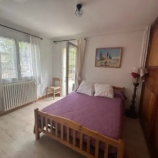 Bright bedroom with double bed