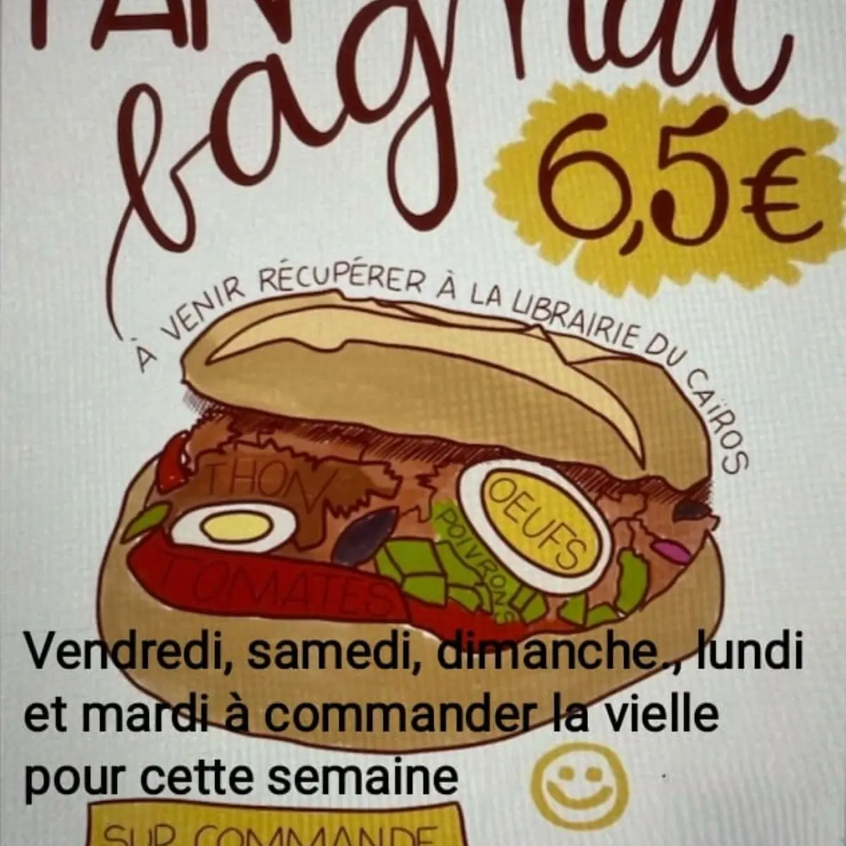 Pan bagnat à la librairie du Caïros