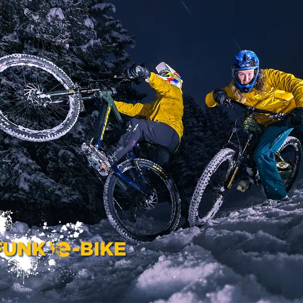 funk'e-bike soirée vtt electrique sur neige piste nocturne grand bornand