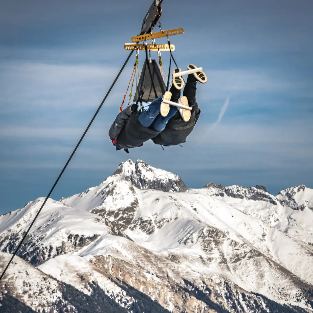Tyrolienne en hiver