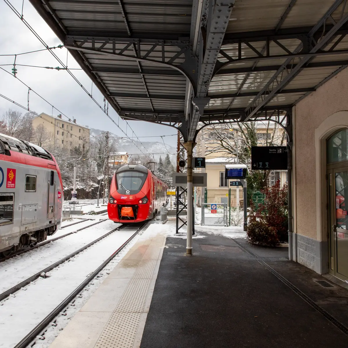 Un train arrive à quai