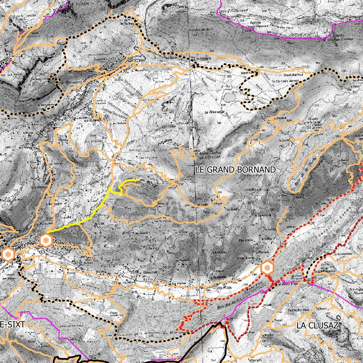 carte des itinéraires - Le Grand-Bornand