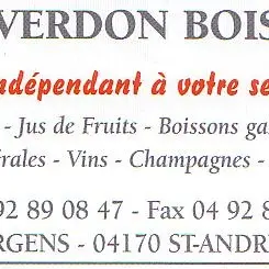 Carte de visite Verdon Boissons