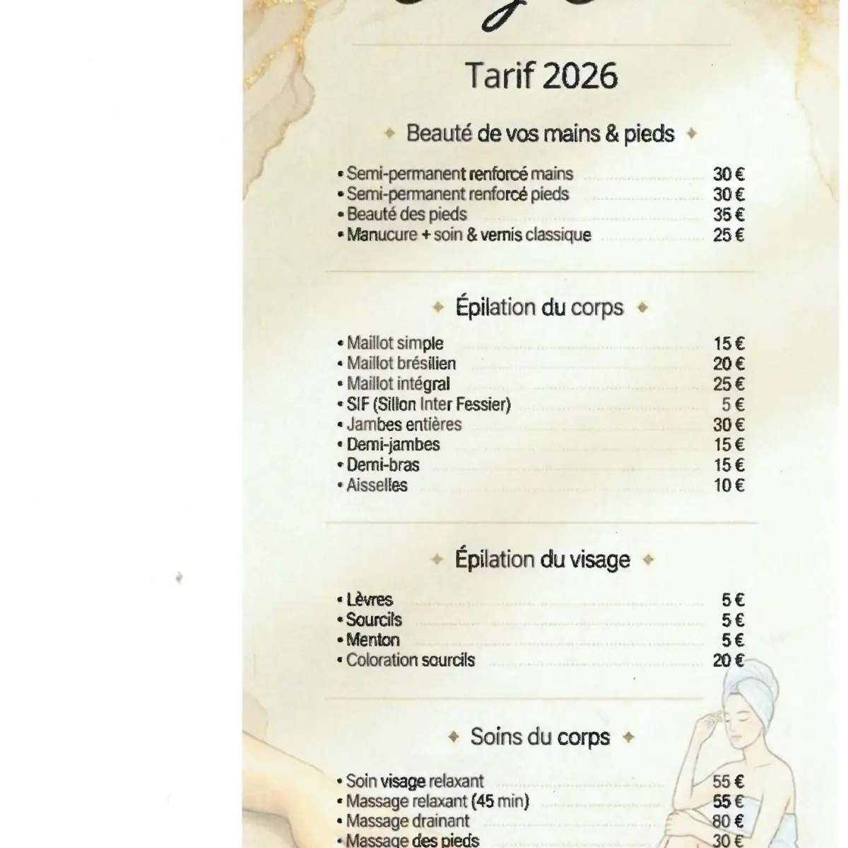 Tarife Chez Clem esth ab dem 1. JUNI 2026