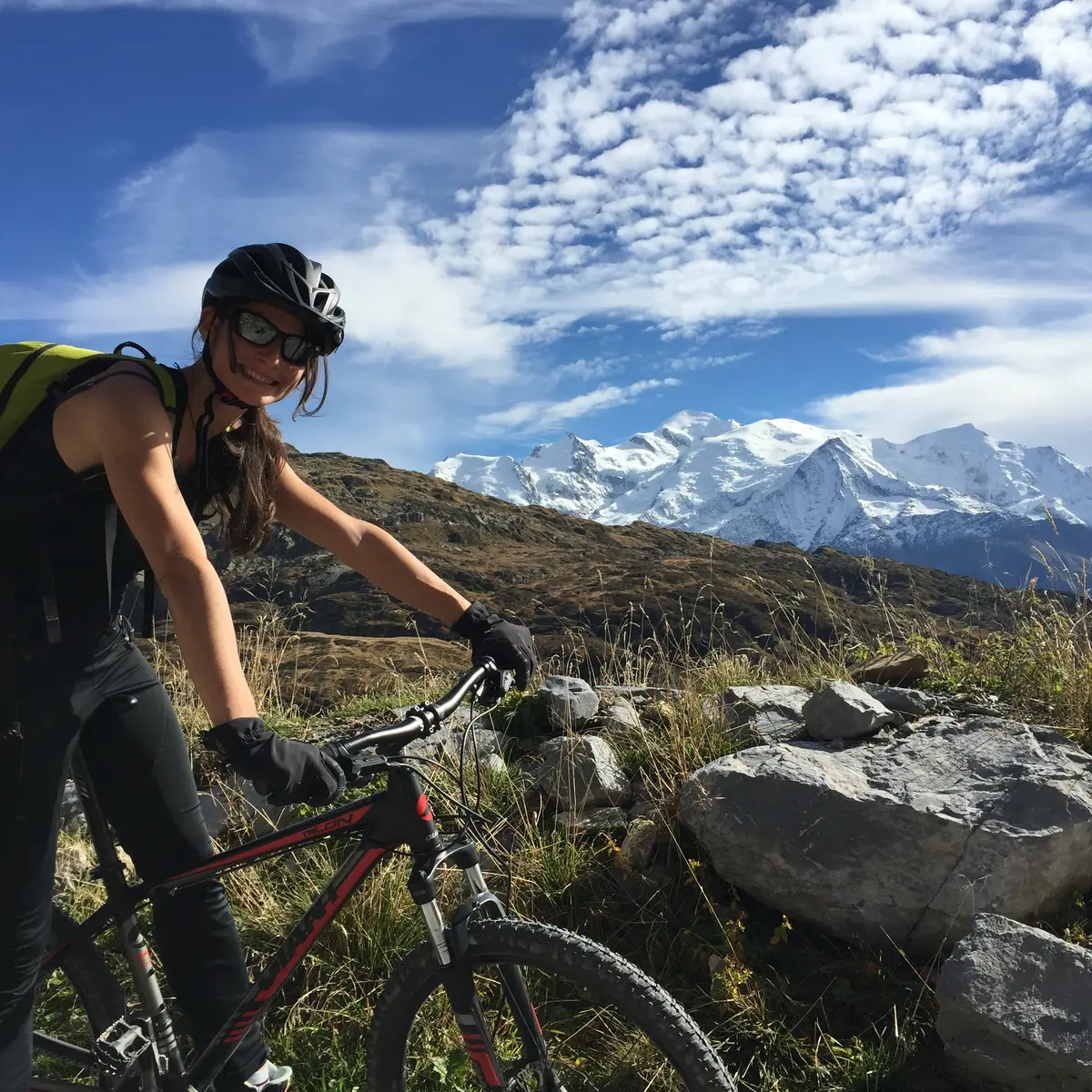VTT face au Mont Blanc