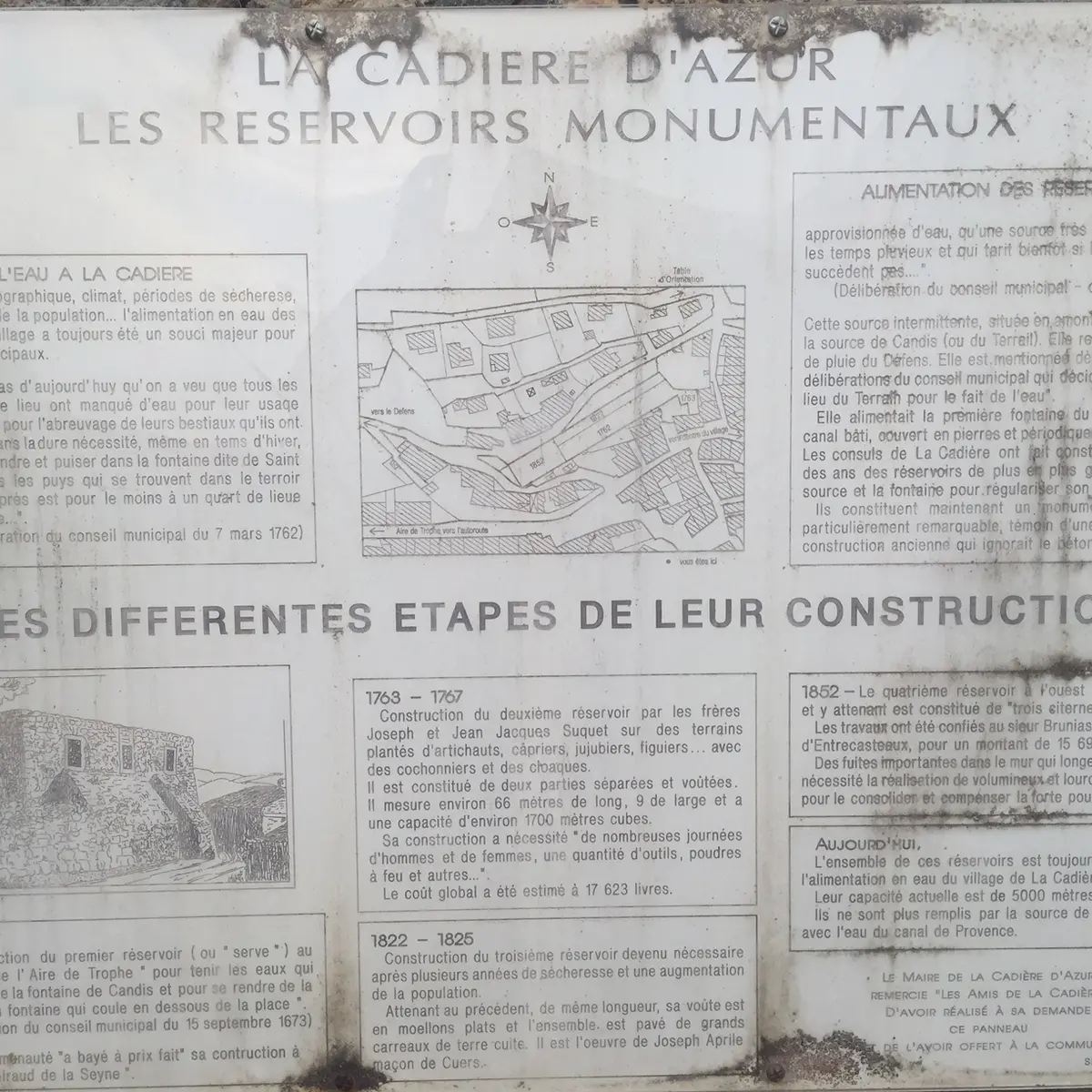 Plaque des réservoirs d'eau