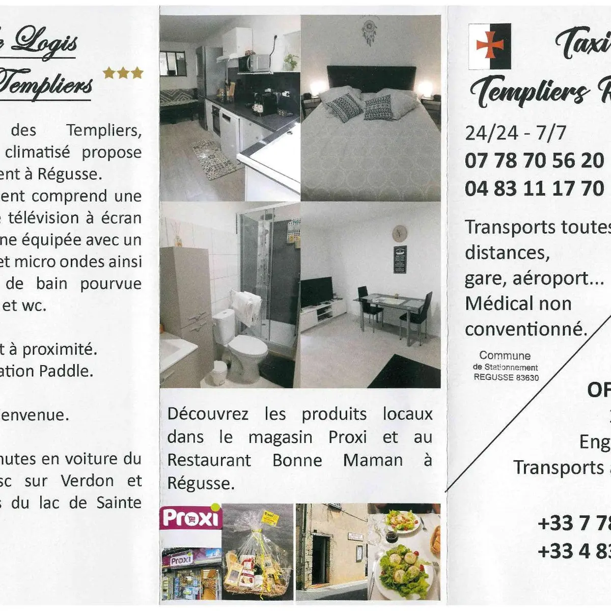 Brochure Taxi Templiers Régusse