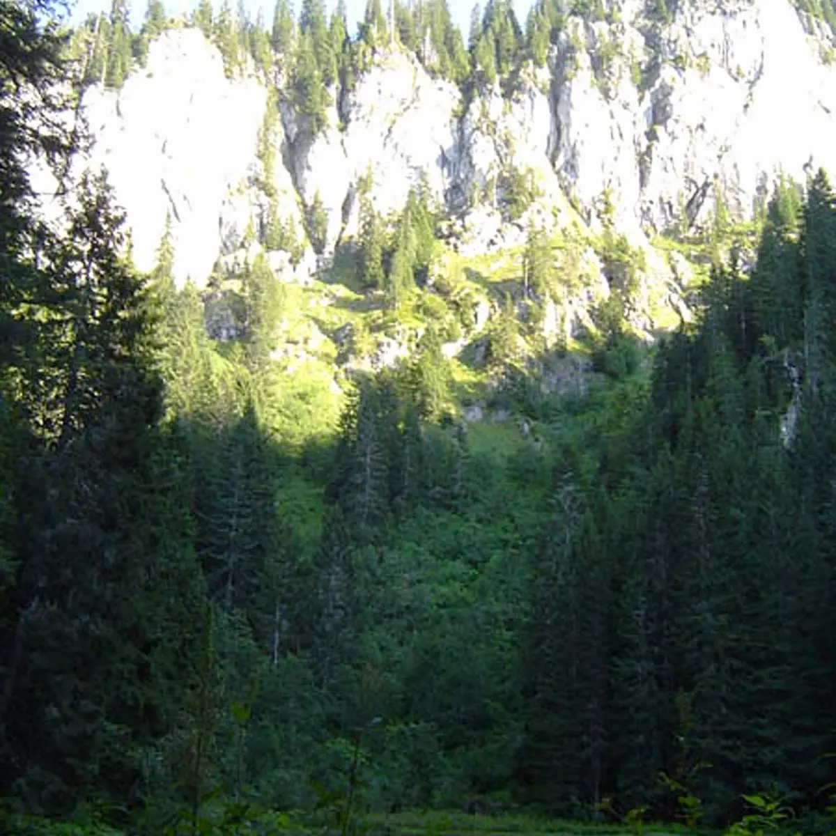 Lac au pied des falaises