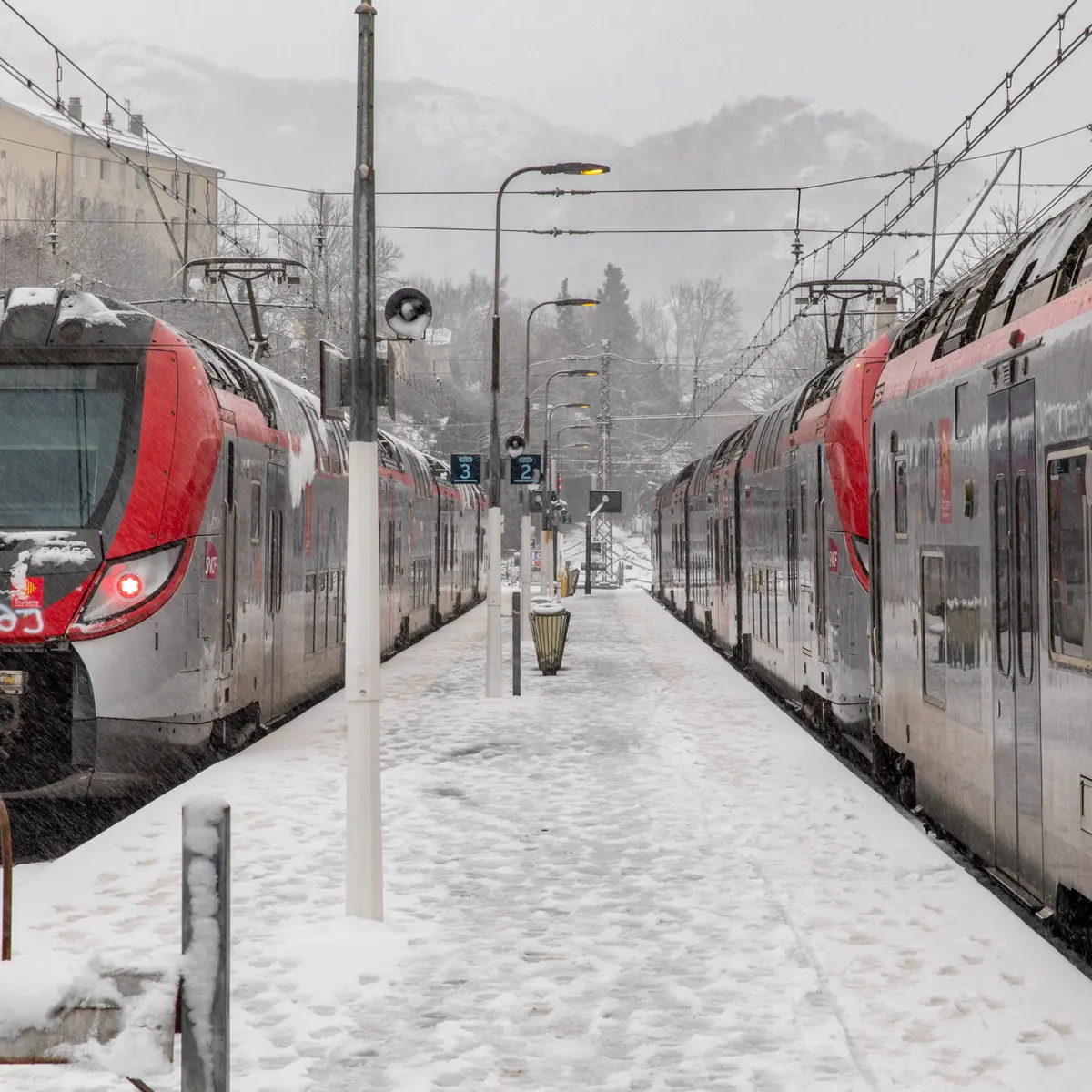 Ax-les-Thermes railway station under the snow