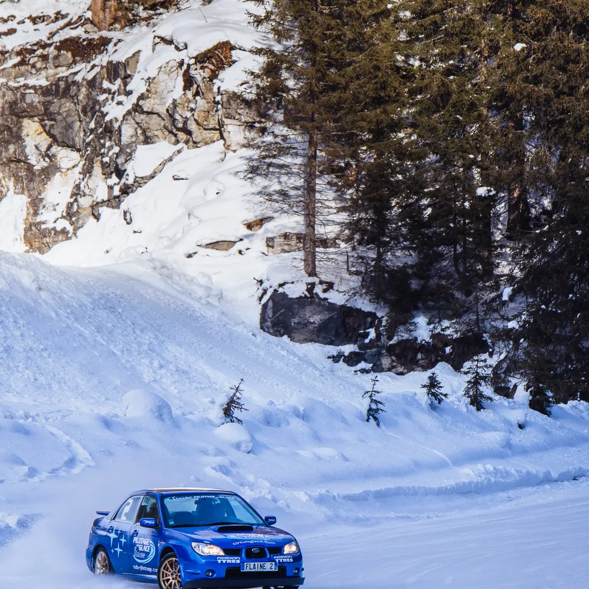 Subaru drifting on the ice track