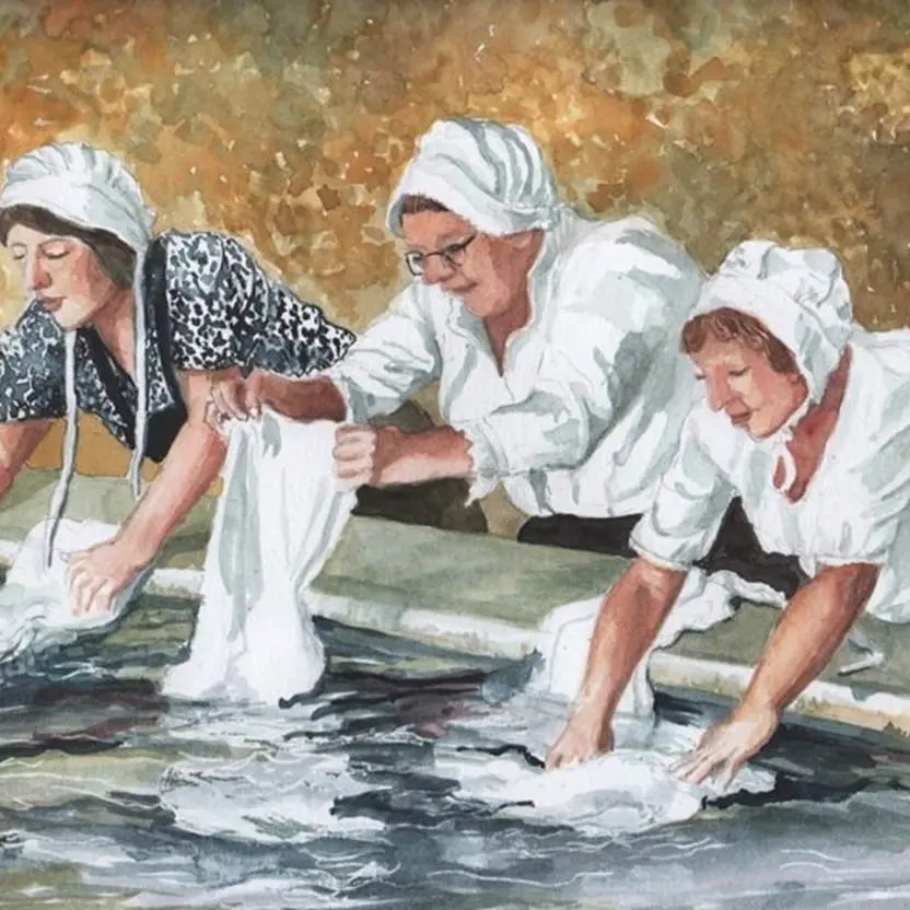 Peinture des femmes à la lessive annuelle