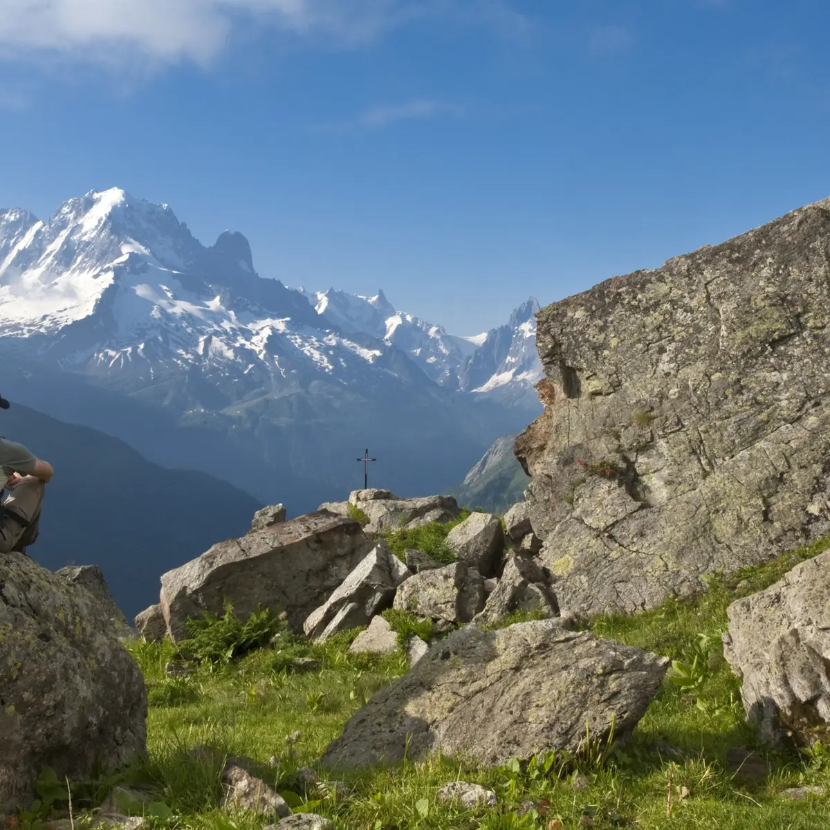 Panorama avec un randonneur