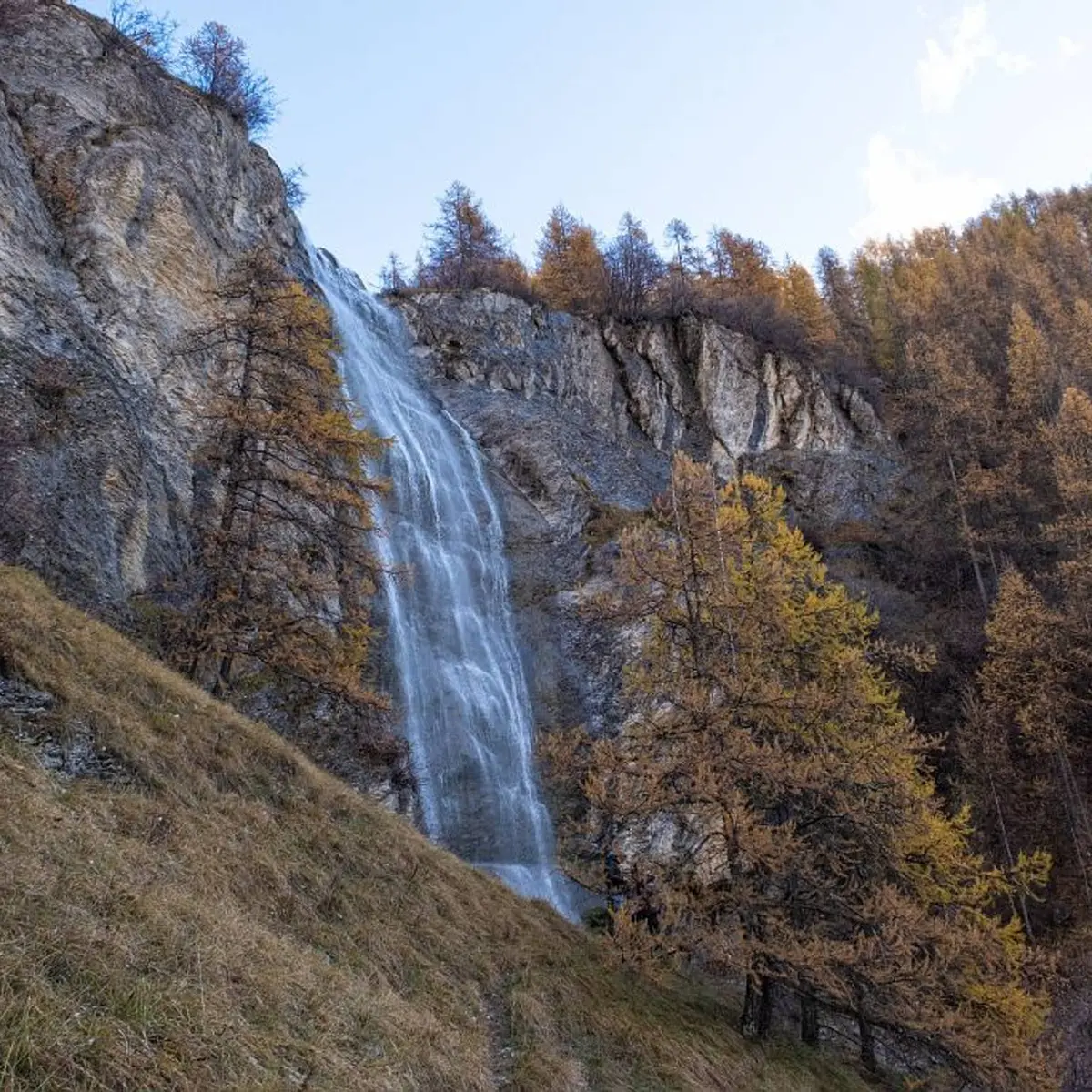 La cascade de la Pissarotte à l'automne