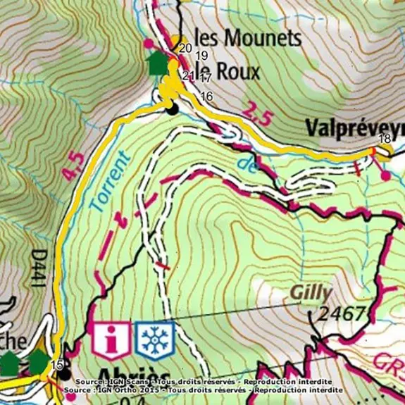 Parcours sur carte IGN