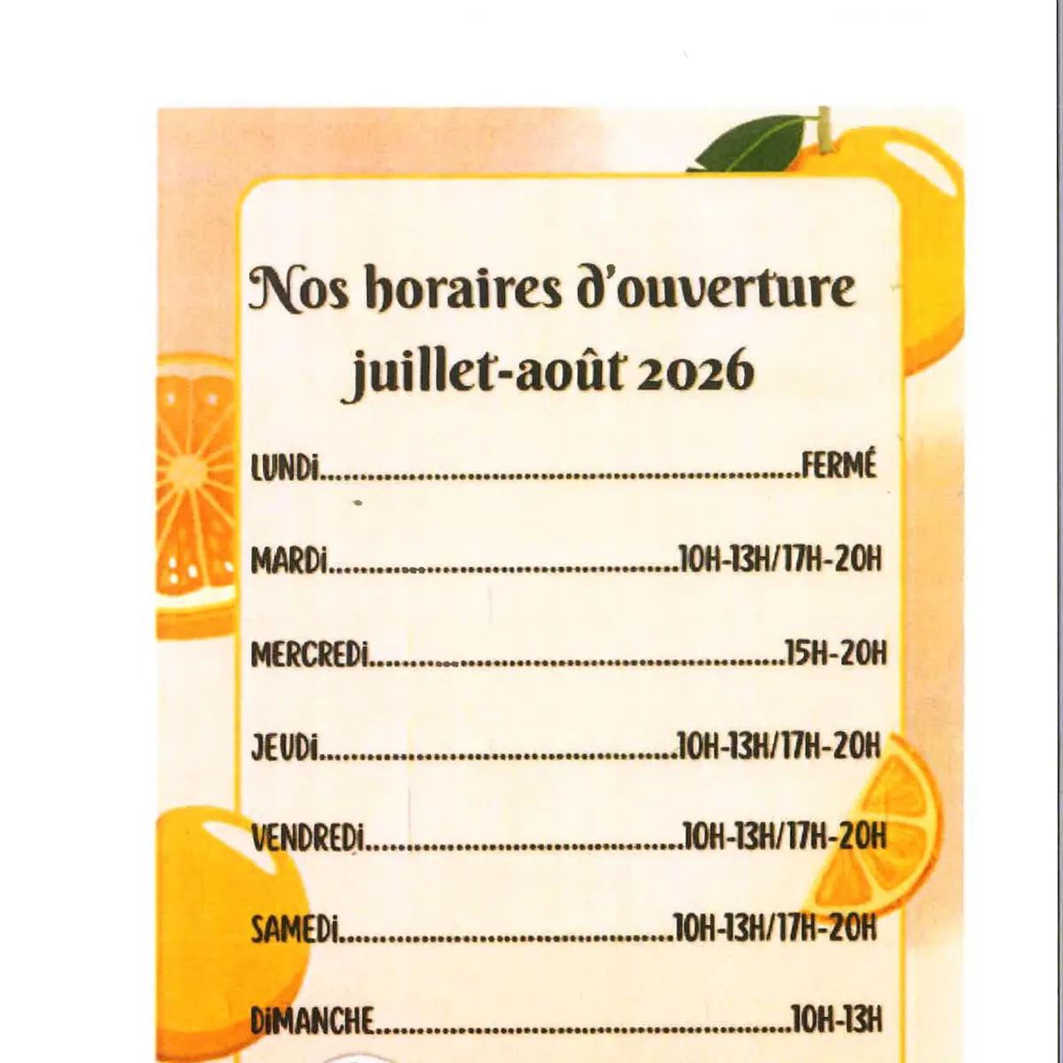 horaires d'été