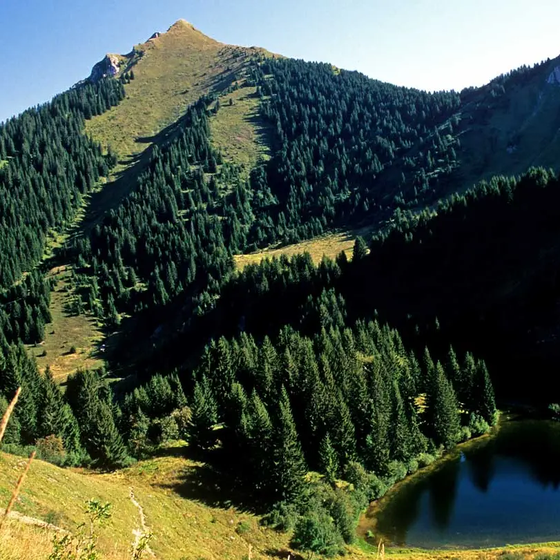 Le lac et le Pic de la Corne vus du Col de Crève Coeur