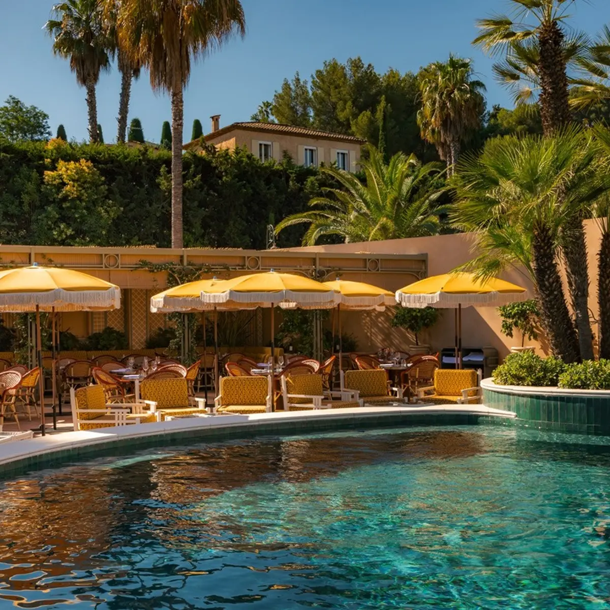 Piscine du restaurant Le Pool de l'hôtel Mas Candille à Mougins