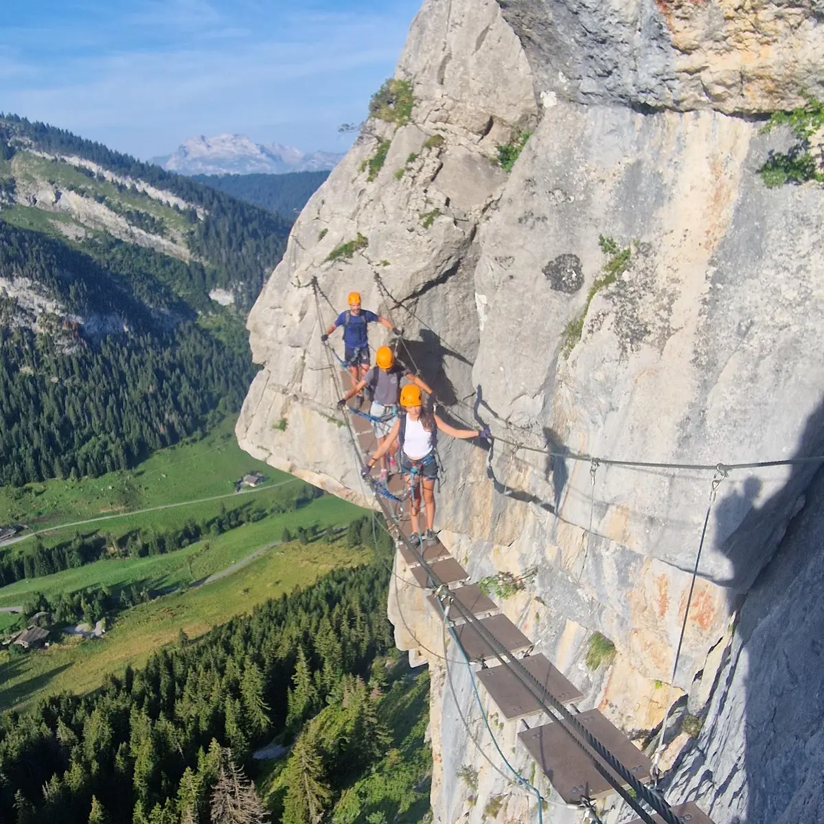 La passerelle de la via ferrata de la clusaz