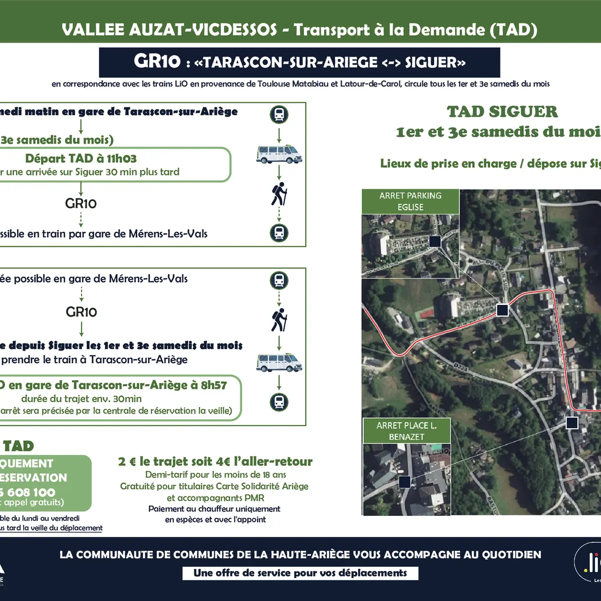 Transport depuis Tarascon-sur-Ariège pour GR10 Siguer Mérens-les-Vals