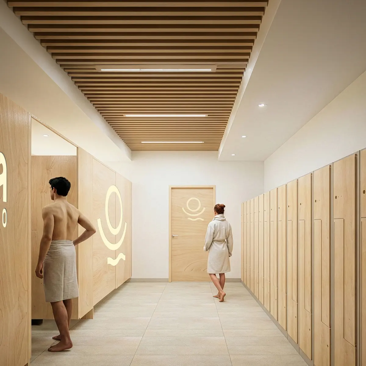 Vestiaires du Spa 1850 (simulation, visuel non contractuel)