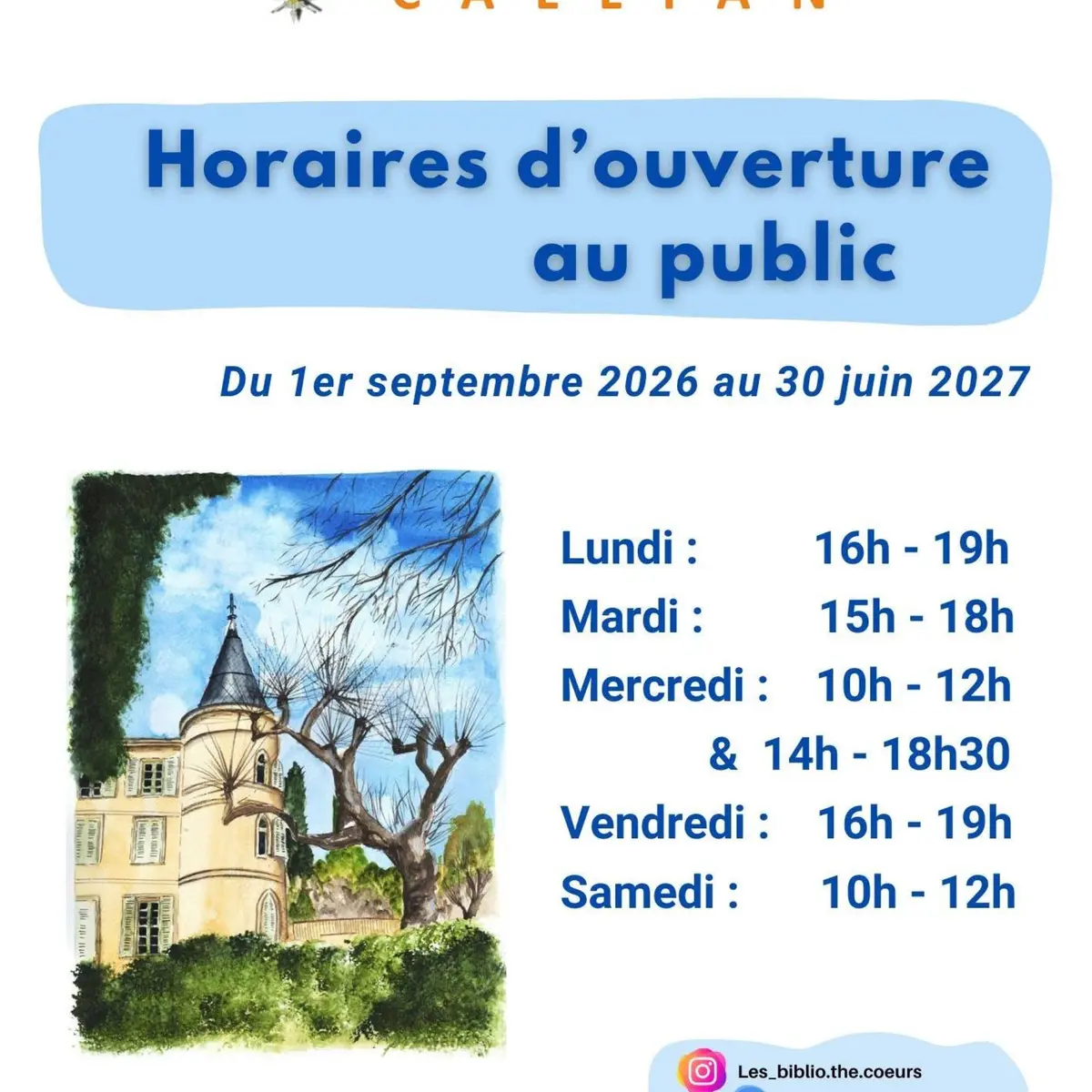 horaires de septembre 2026 à juin 2027