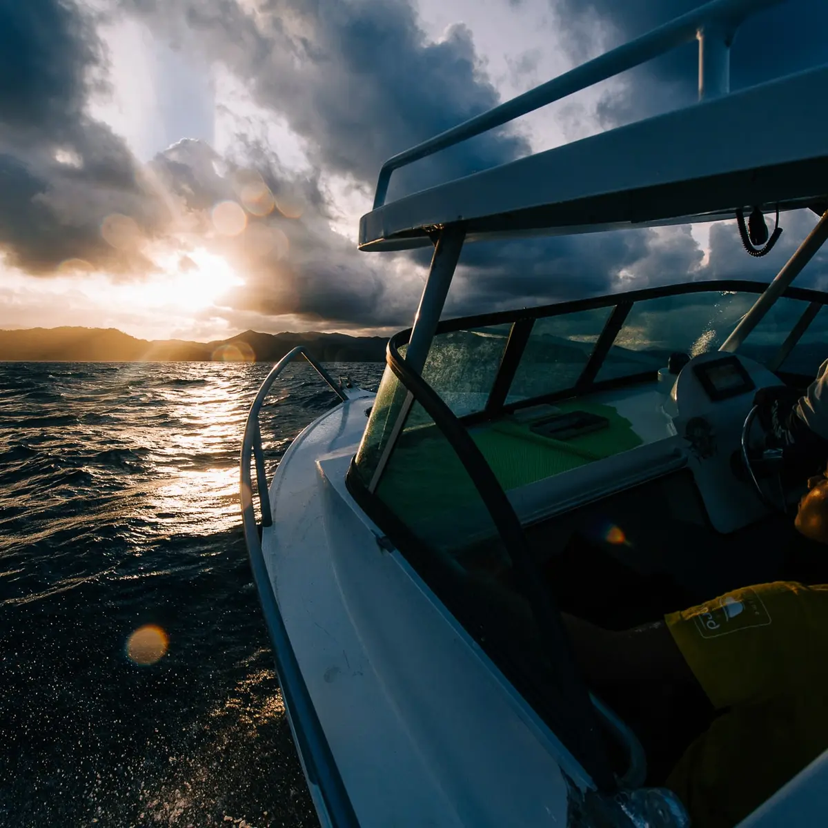 bateau, sunset, tiakan fishing, mer, paysage