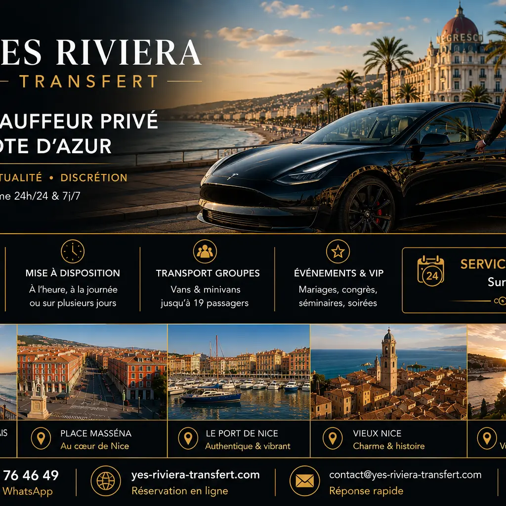 Service de chauffeur privé et VTC à Nice – transferts aéroport, mise à disposition et transport premium.
