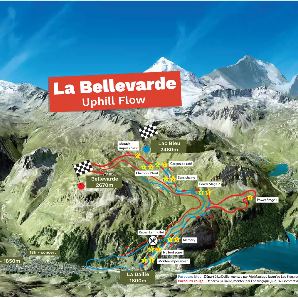 Plan et déroulé de La Bellavarde Uphill Flow