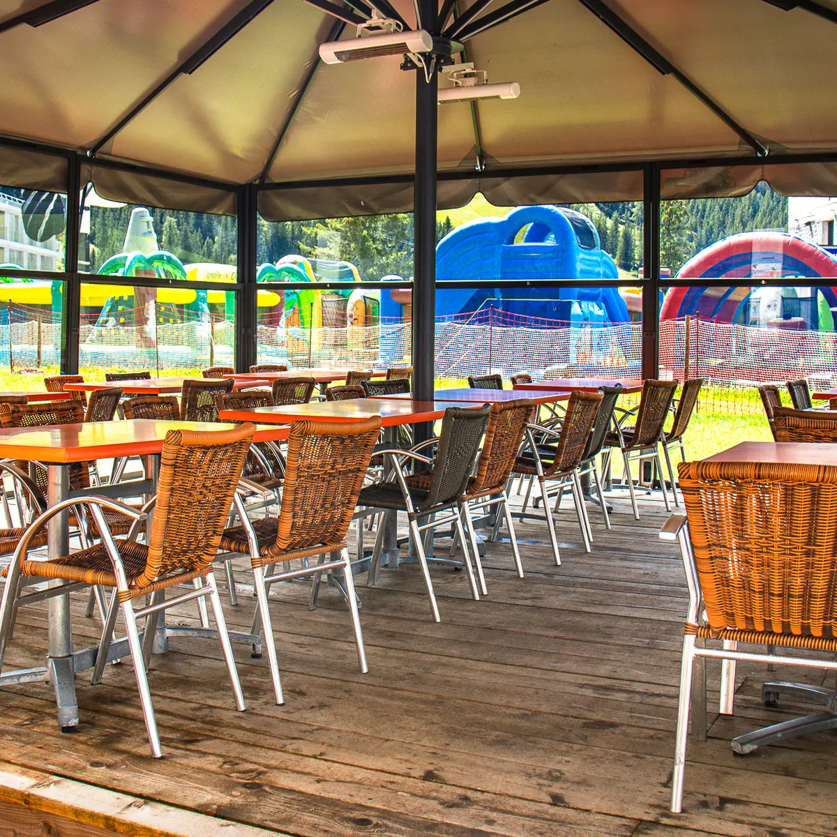 Close-up van het overdekte buitenterras