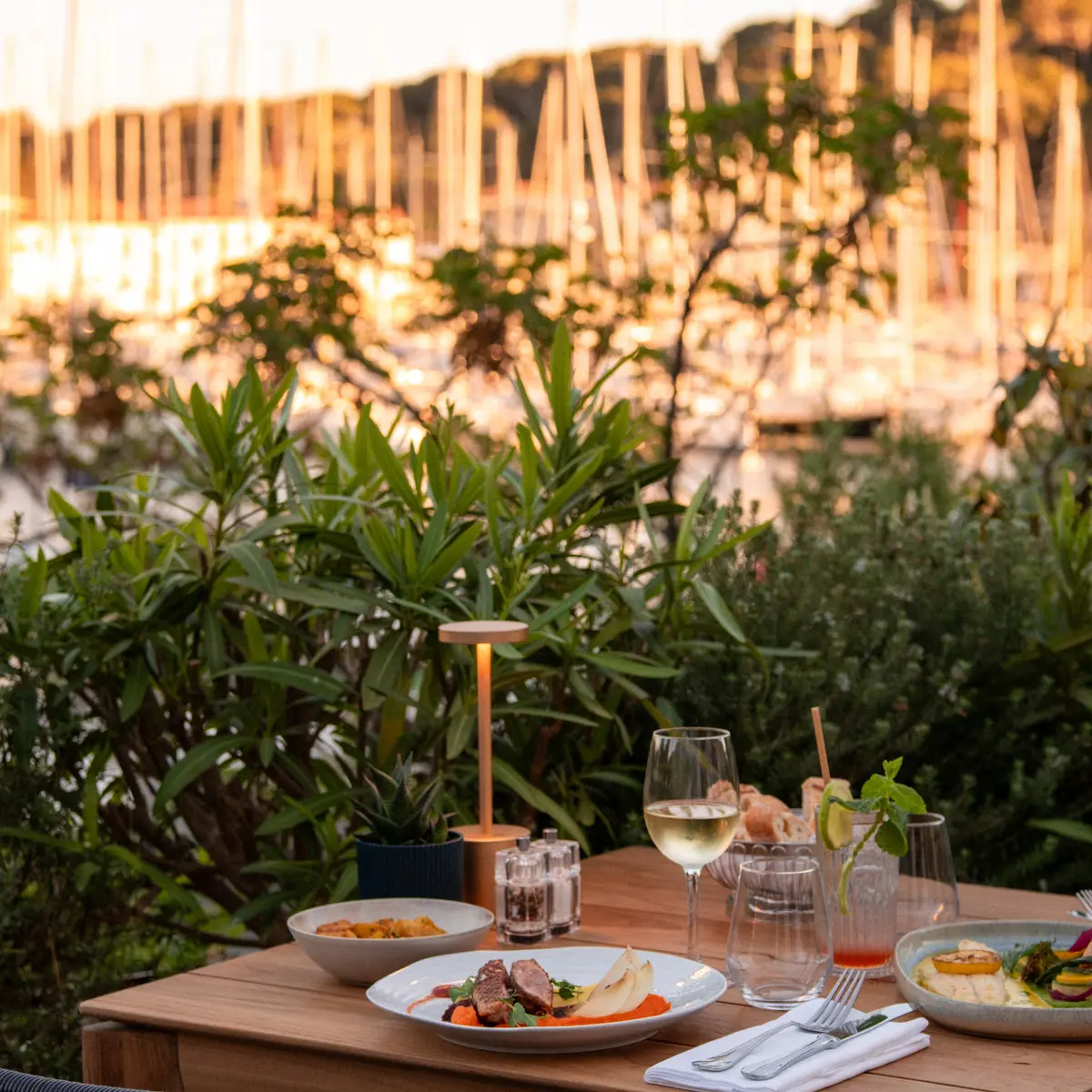 Dinner on the terrace at Les Jardins d'Hélios