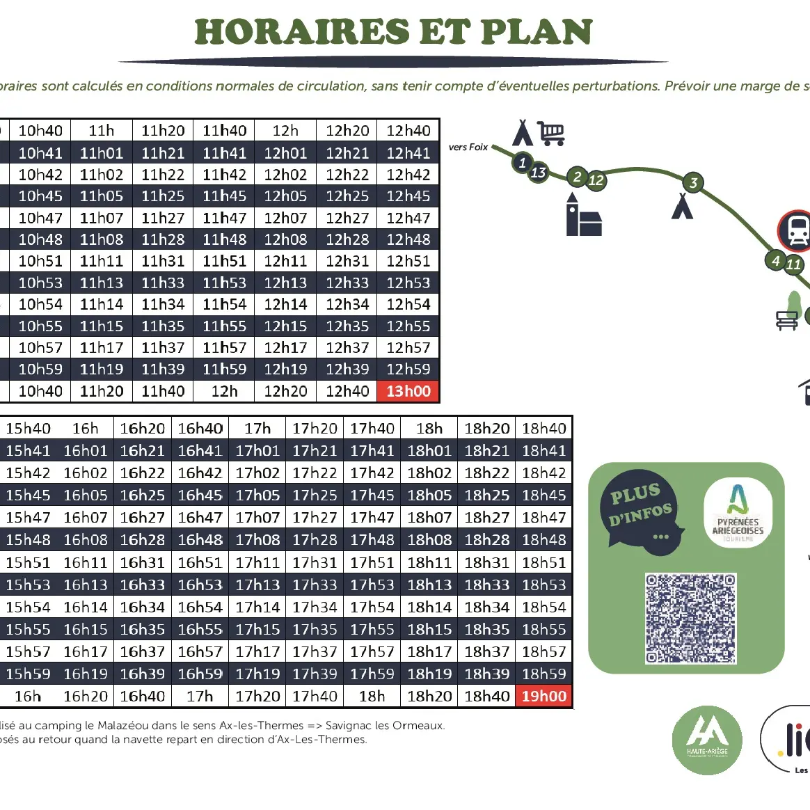 Horaires et plan Navette estivale « SAVIGN’AX » entre Savignac-les-Ormeaux_Ax-les-Thermes