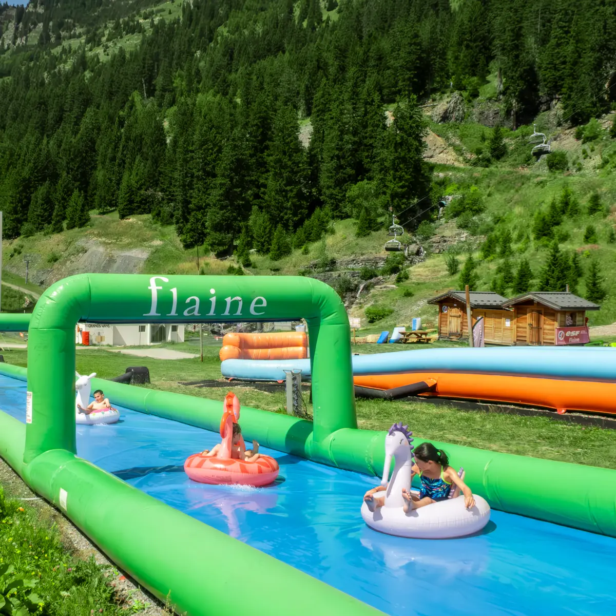 Enfants descendant la pentaglisse