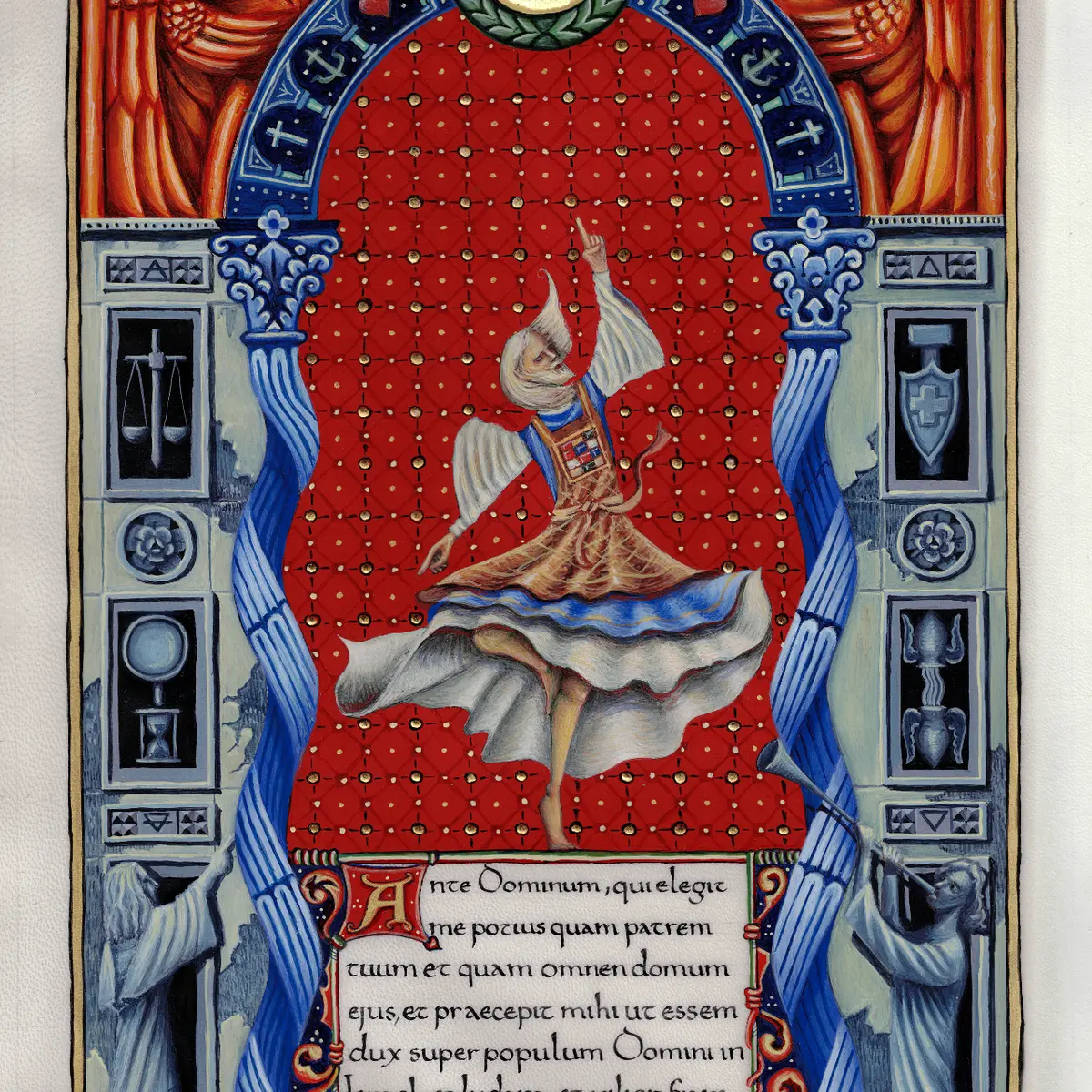 Enluminure : Danse de David, Tempera, or sur parchemin, 2025