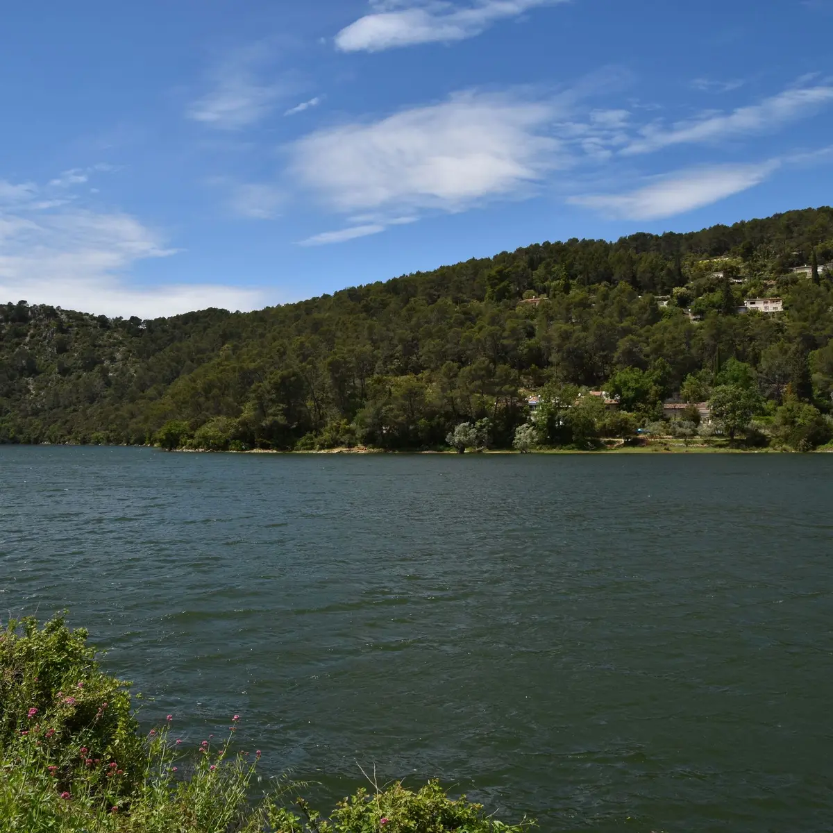 Lac de Carcès entouré de collines