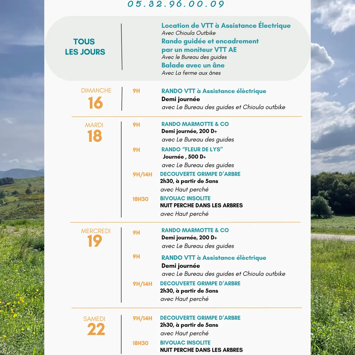 Programme du 16 au 22 août Col du Chioula