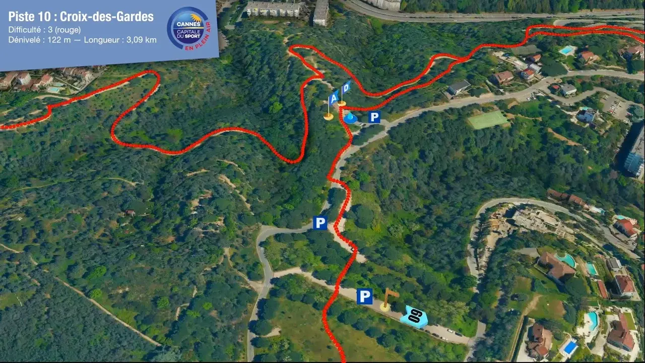 Parcours de running et de randonnées à Cannes - Piste 10 - Croix-des-Gardes