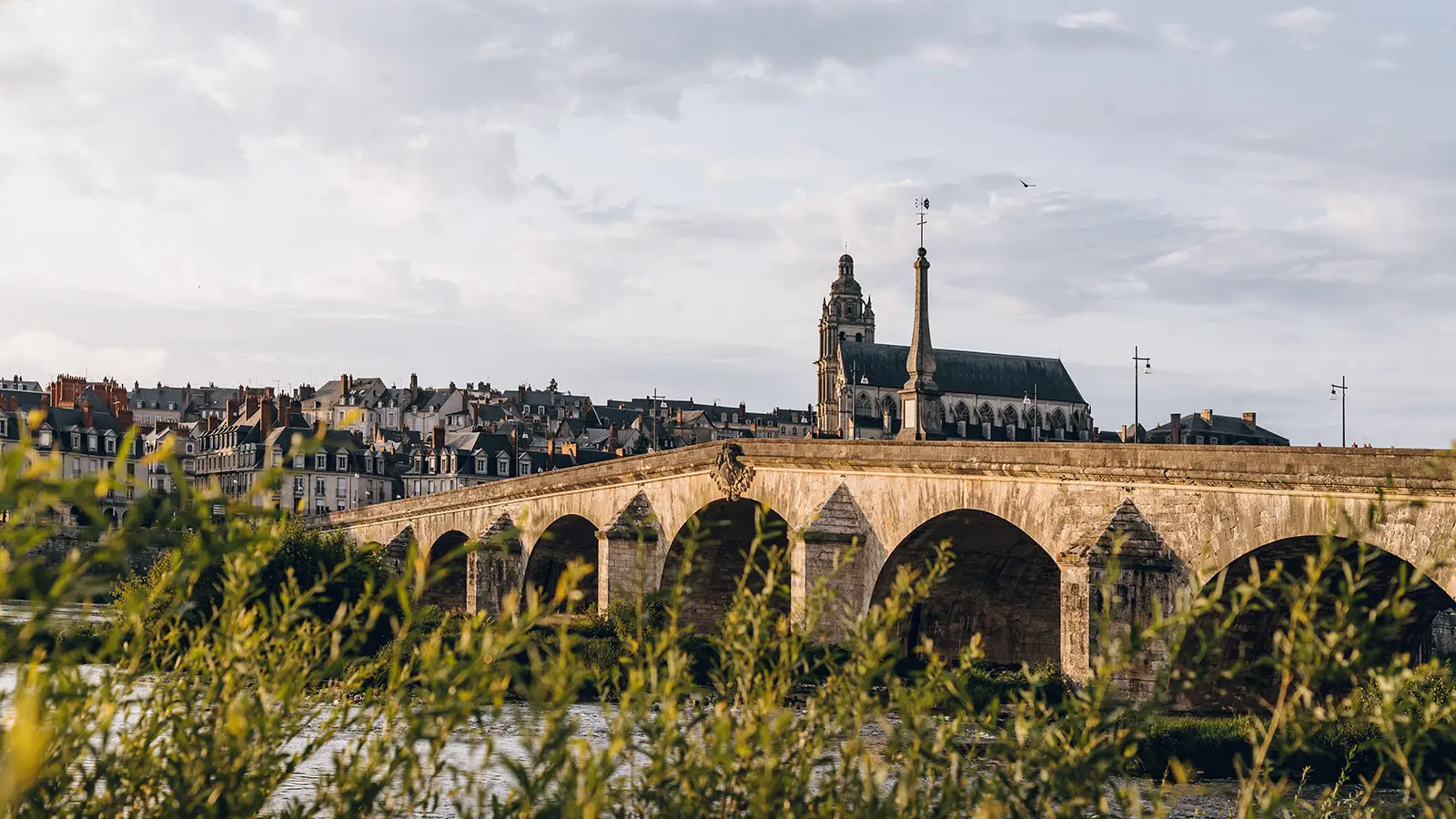 Vue de la ville de Blois depuis la rive sud de la Loire