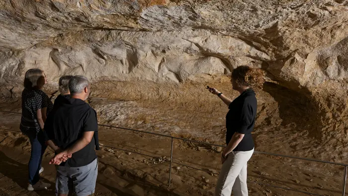 Abri du Cap-Blanc, visite guidée de la frise sculptée de l'Abri du Cap-Blanc, Olivier Huard OHUW25-0060