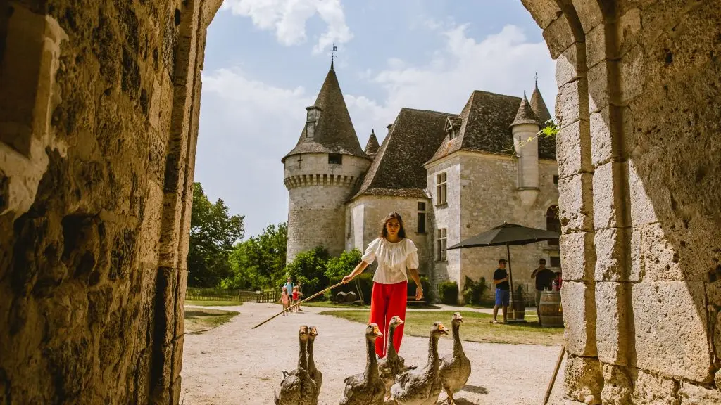 4.Loic Malzarey - cour du château médiéval - oie du Périgord