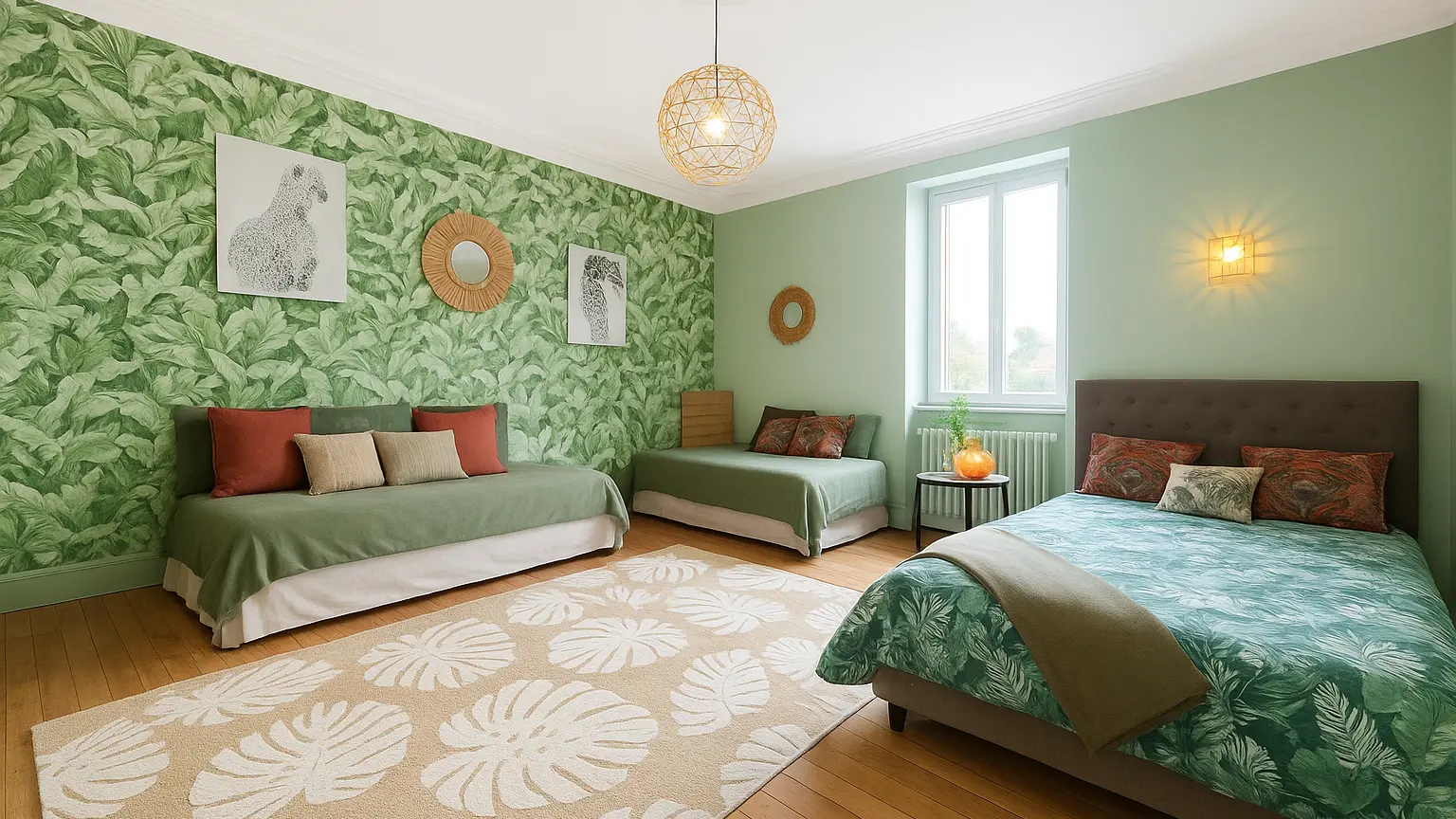 Chambre tropicale et nature apaisante