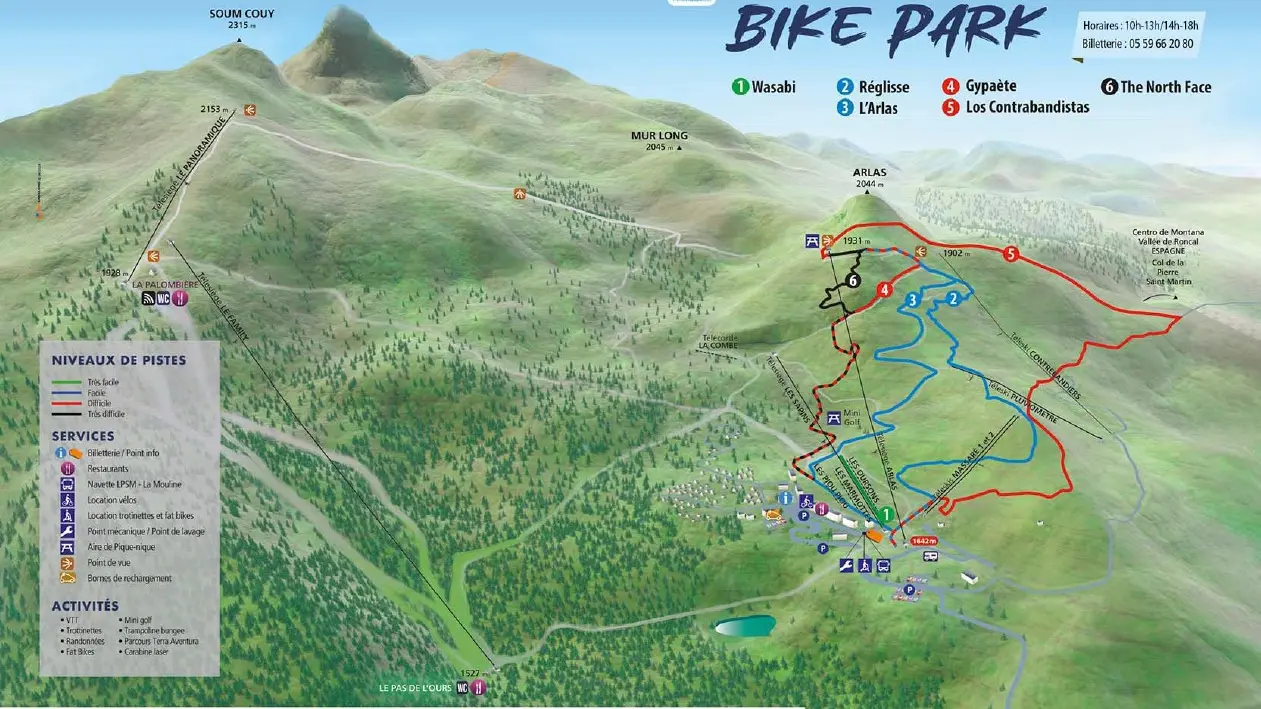 Plan du Bike Park de La Pierre Saint-Martin