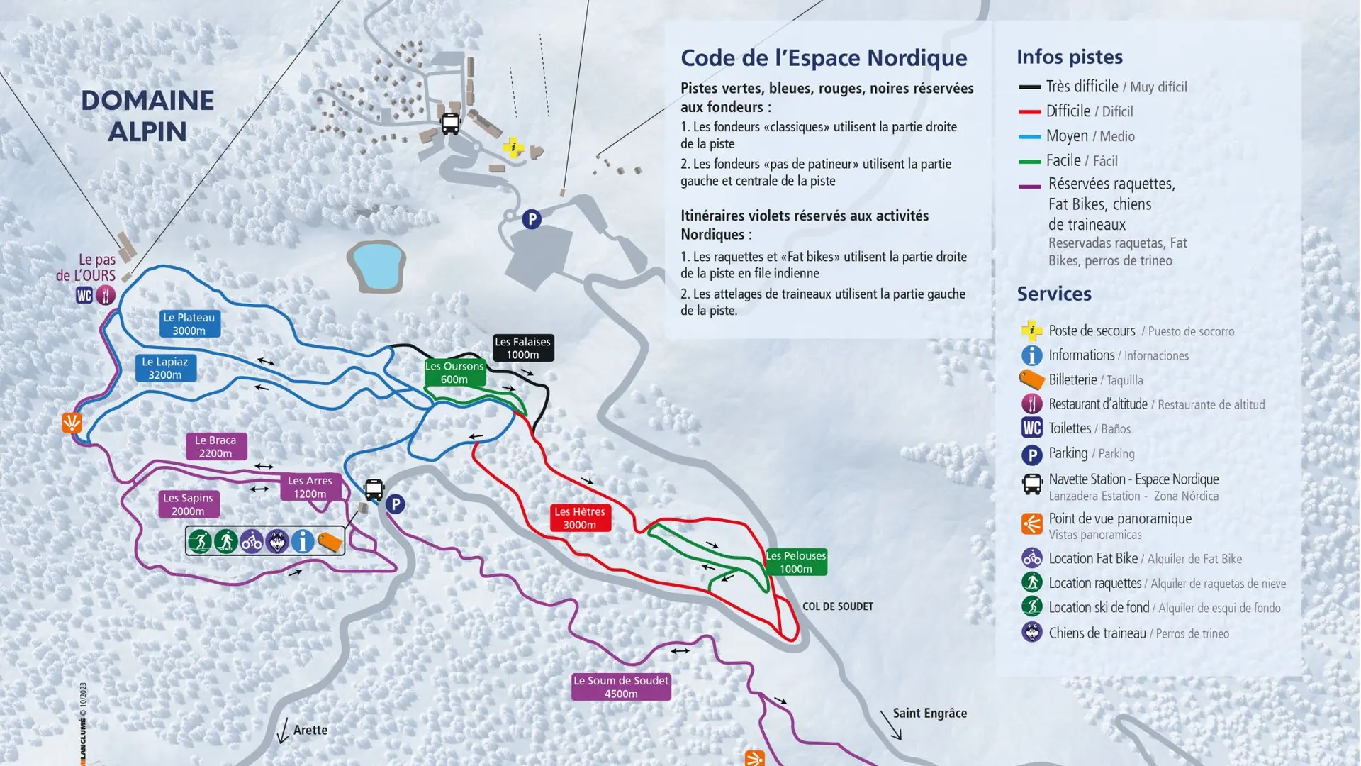 Plan de l'espace nordique de La Pierre Saint-Martin