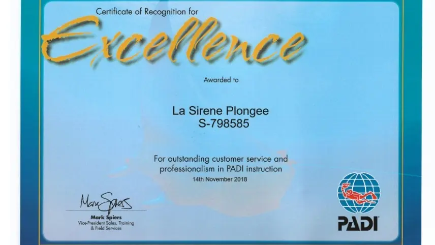 award excellence Sirene plongee