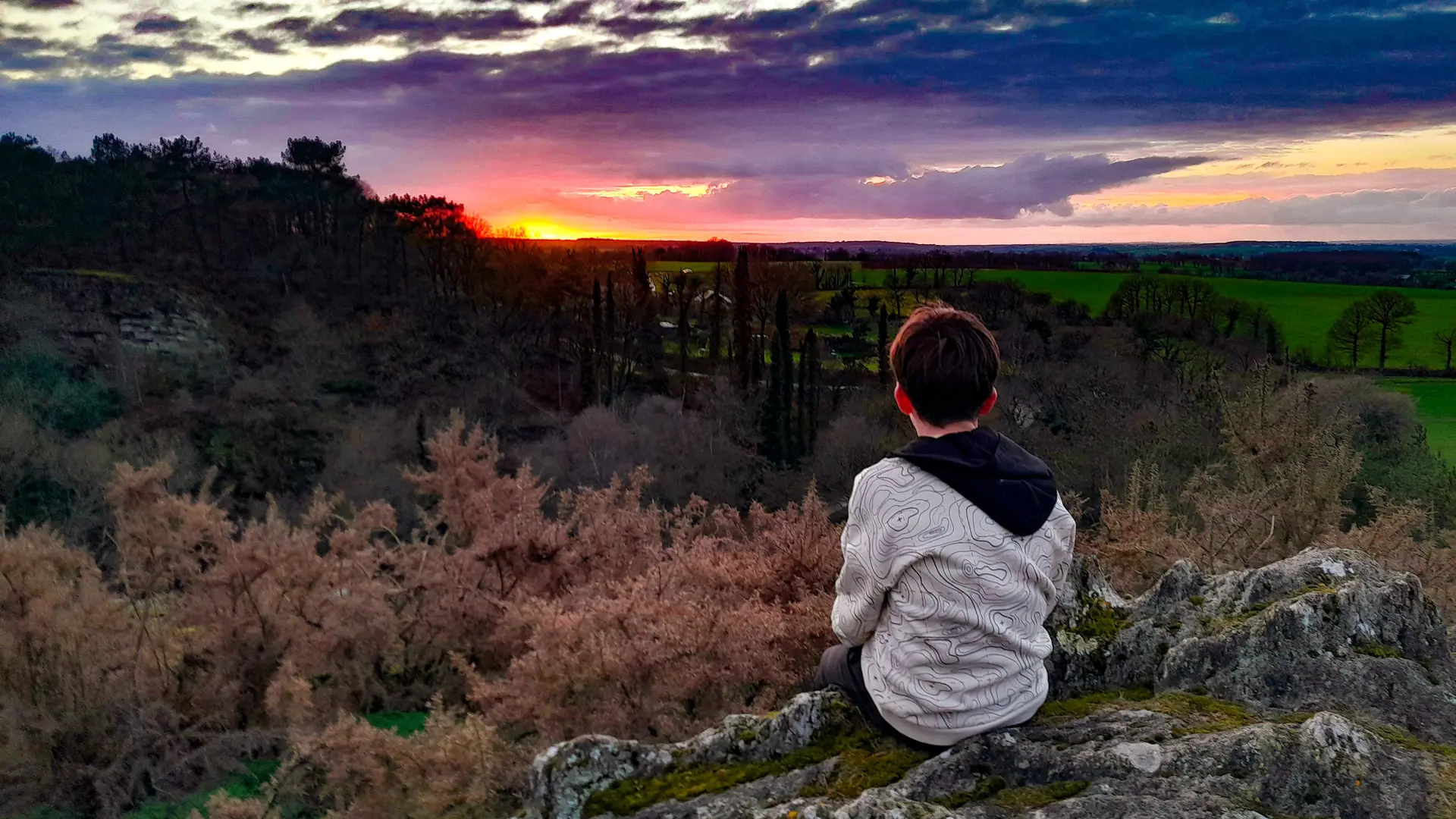 Couché de soleil vallon de la chambre au Loup Iffendic-2