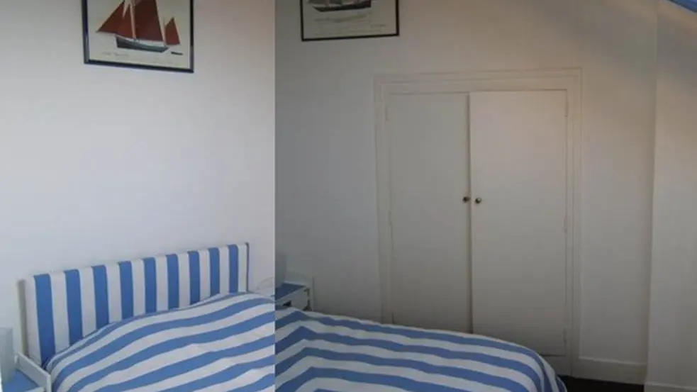 Clévacances - Meublé 56MS0767 - GOLFE du MORBIHAN, Appartement 78m2 .  très belle vue MER + TERRASSE DE 80m2, 3 chambres, direct sur plage - Arzon - Morbihan Bretagne Sud