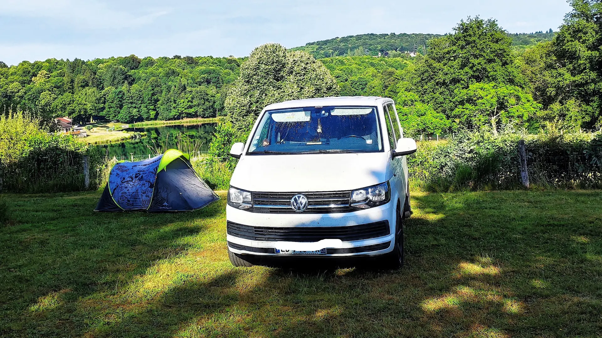 toile de tente vue lac