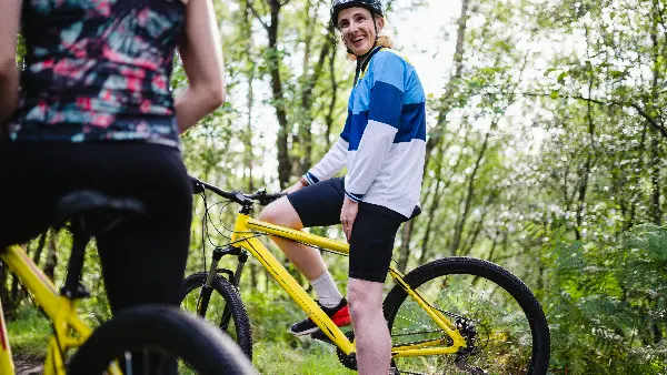 Cyclists stopping and taking a break