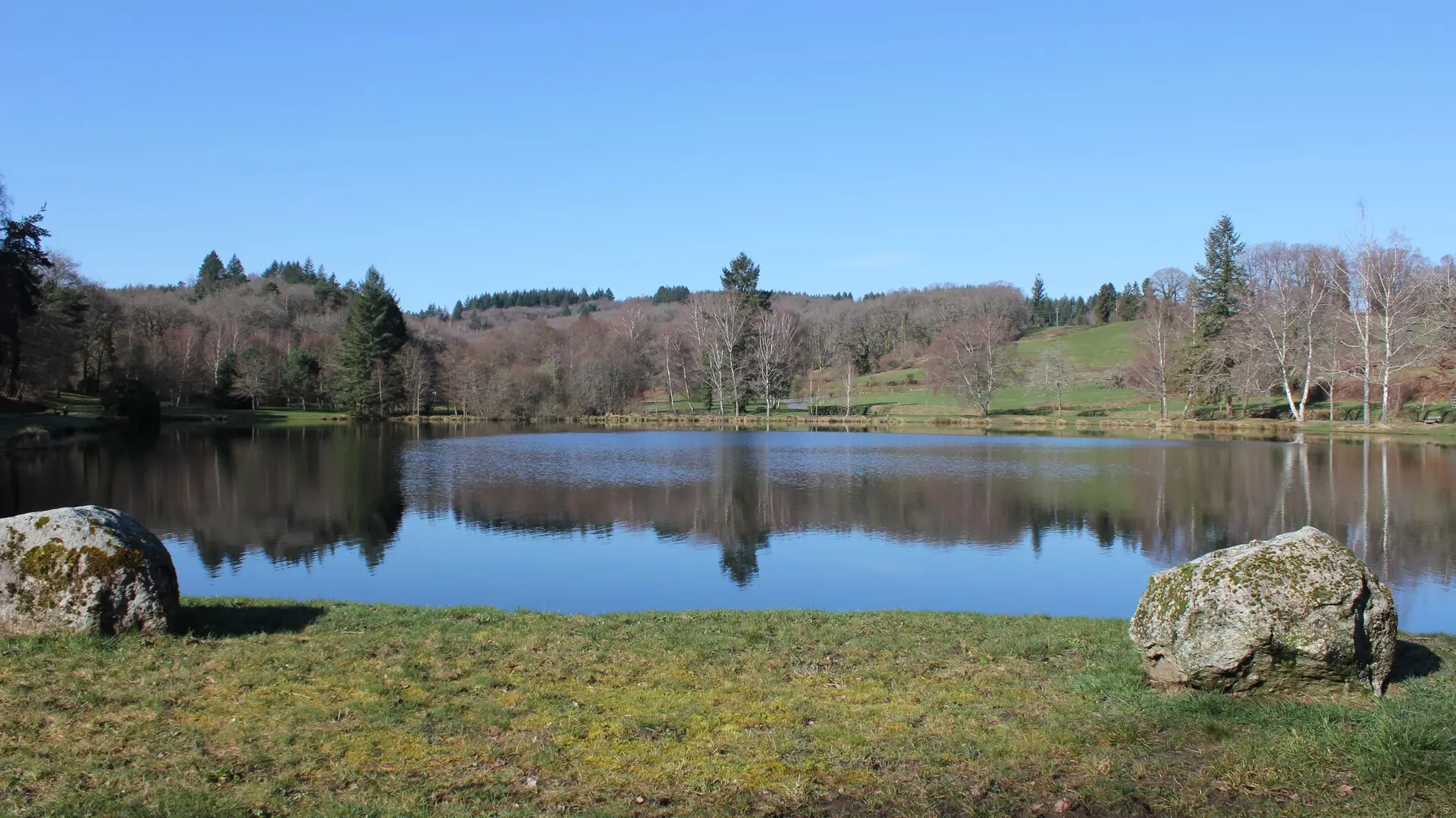 Etang de la planche à Sauviat sur Vige pêche au brochet carpe gardon et truite arc en ciel en Limousin